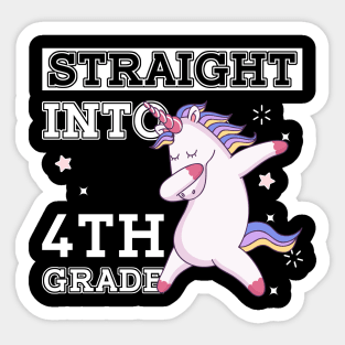 Straight Outta 4th Grade Unicorn Back To School Gift Sticker